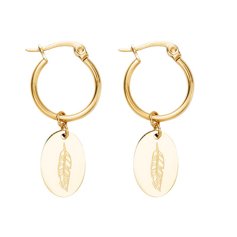 Women’s Electroplated Leaf Drop Earrings In 18K Gold PVD Coated 304 Stainless Steel With Artificial Gemstones 5