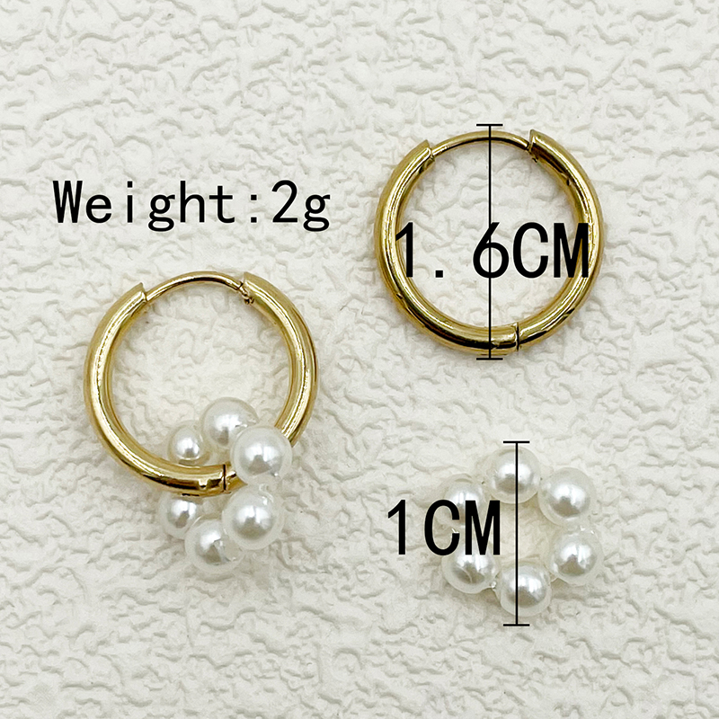 Geometric Earrings For Pearl Style Featuring 14K Gold Plated Design With 304 Stainless Steel Ear Pins, 1 Pair
