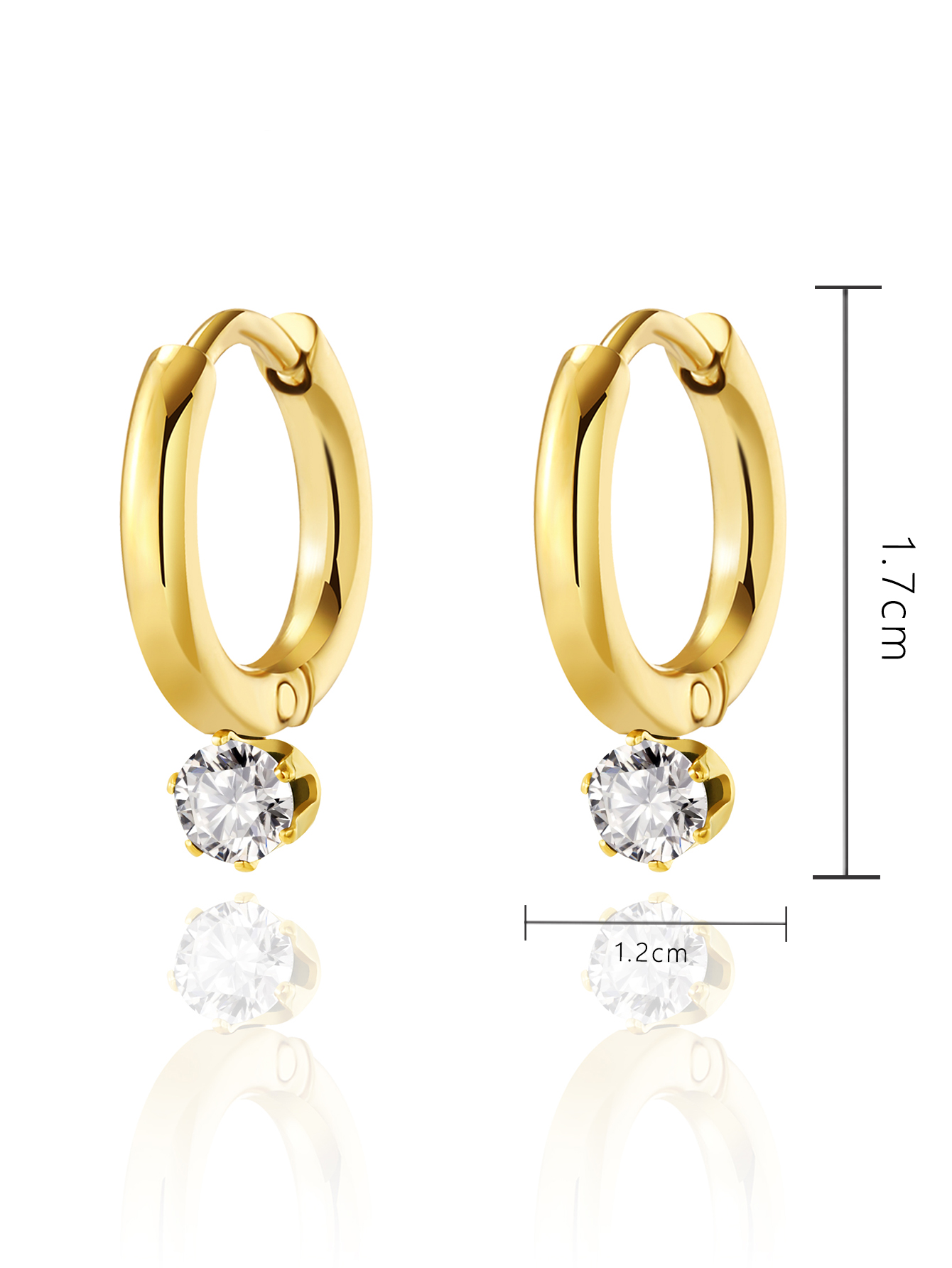 Geometric Earrings For Women, Waterproof Non Tarnish 304 Stainless Steel With 18K Gold PVD Coating And Zircon Inlay