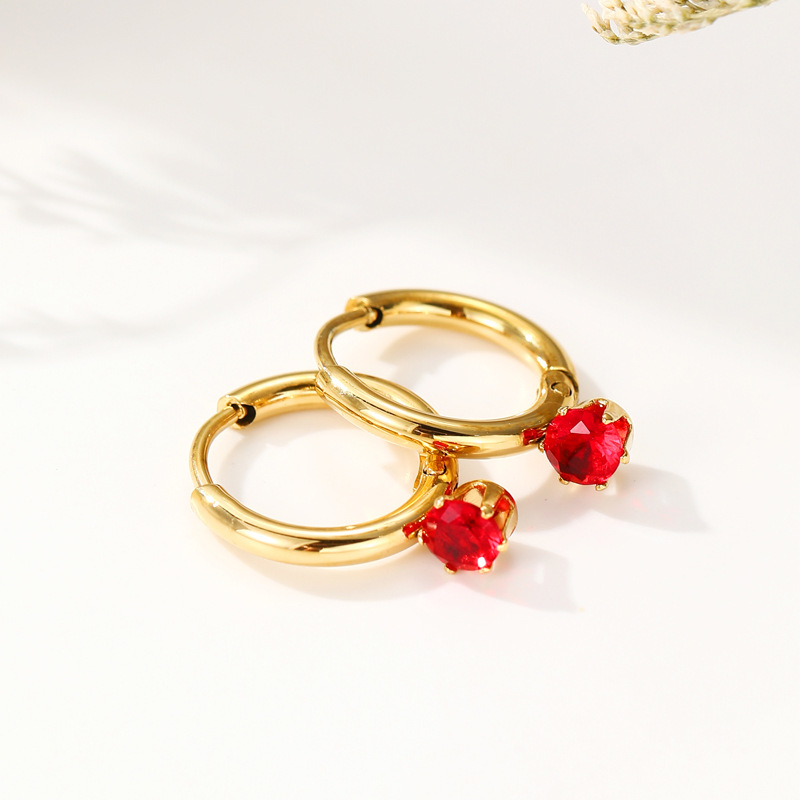 Geometric Earrings For Women, Waterproof Non Tarnish 304 Stainless Steel With 18K Gold PVD Coating And Zircon Inlay 2