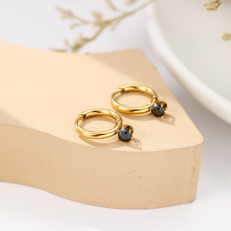 Geometric Earrings For Women, Waterproof Non Tarnish 304 Stainless Steel With 18K Gold PVD Coating And Zircon Inlay 3
