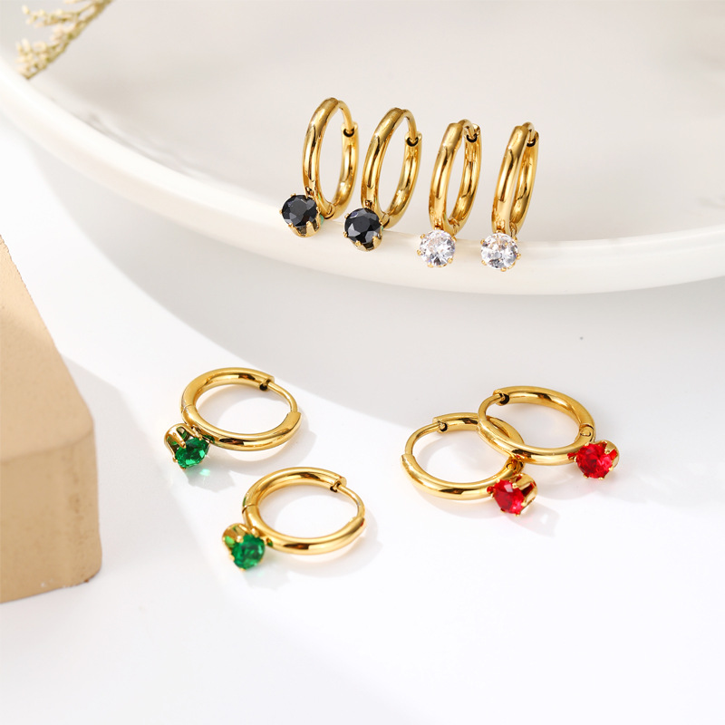 Geometric Earrings For Women, Waterproof Non Tarnish 304 Stainless Steel With 18K Gold PVD Coating And Zircon Inlay 5