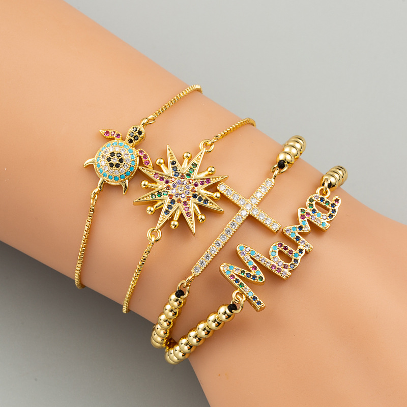 Animal Copper Bracelet For Women With Water Plating And Rhinestone Inlay, Featuring Alloy Chain And Pendant