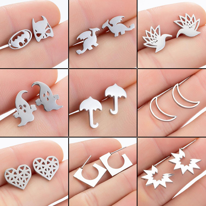 Electroplated Animal Zodiac Stud Earrings For Women With 304 Stainless Steel Ear Pins And 18K Real Gold PVD Coating