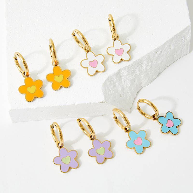 Geometric Electroplated Earrings For Women In 304 Stainless Steel With Real Gold PVD Coating And Stone-Free Inlay
