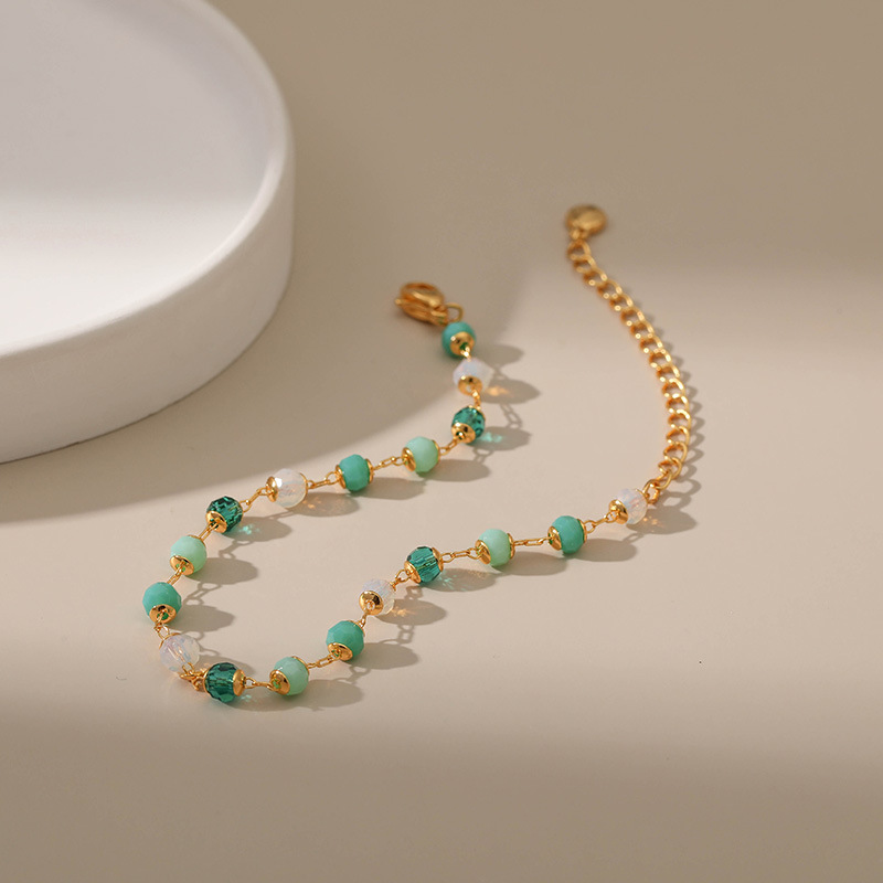 Geometric Copper Bracelet For Women With Metal Design Featuring 18K Gold Plated Finish And Acrylic Inlay