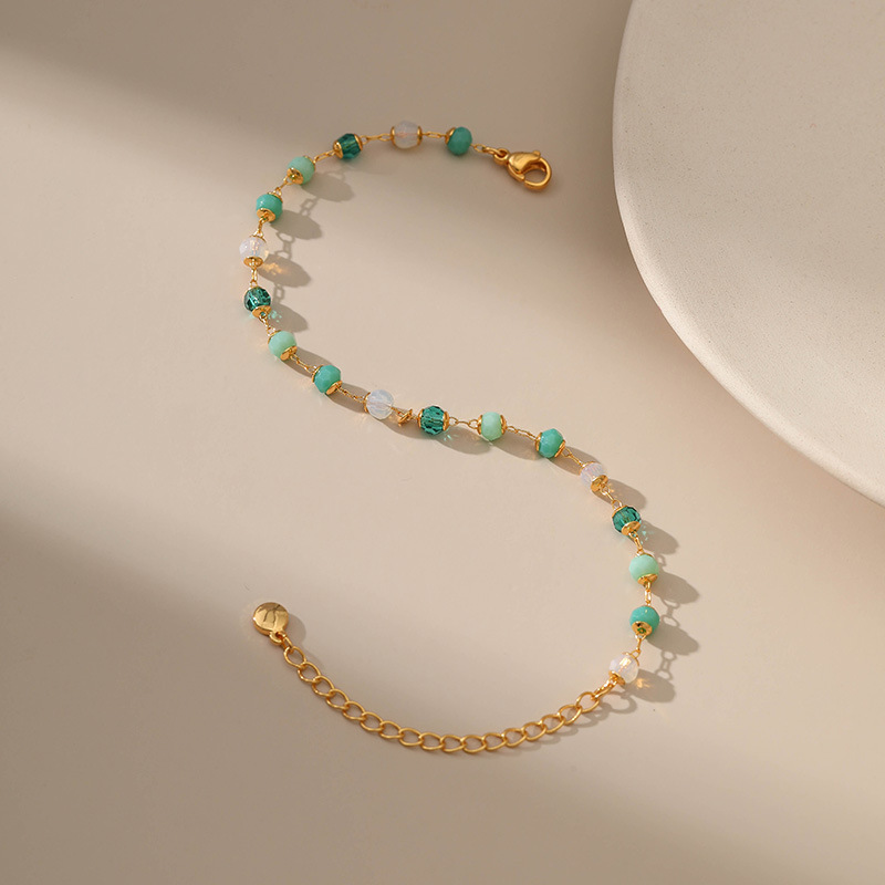 Geometric Copper Bracelet For Women With Metal Design Featuring 18K Gold Plated Finish And Acrylic Inlay 4