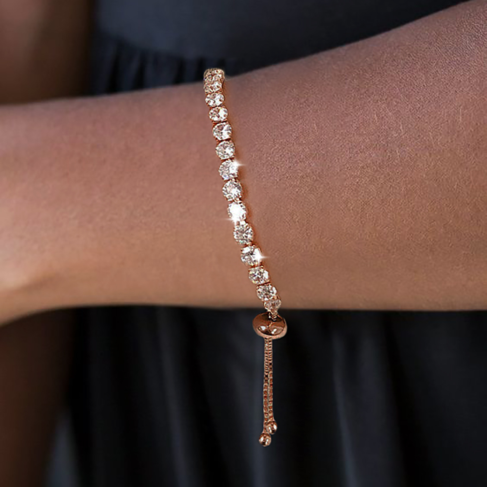 Geometric Copper Bracelet For Women With Electroplated Design And Zircon Inlay, Stylish Lady Accessory