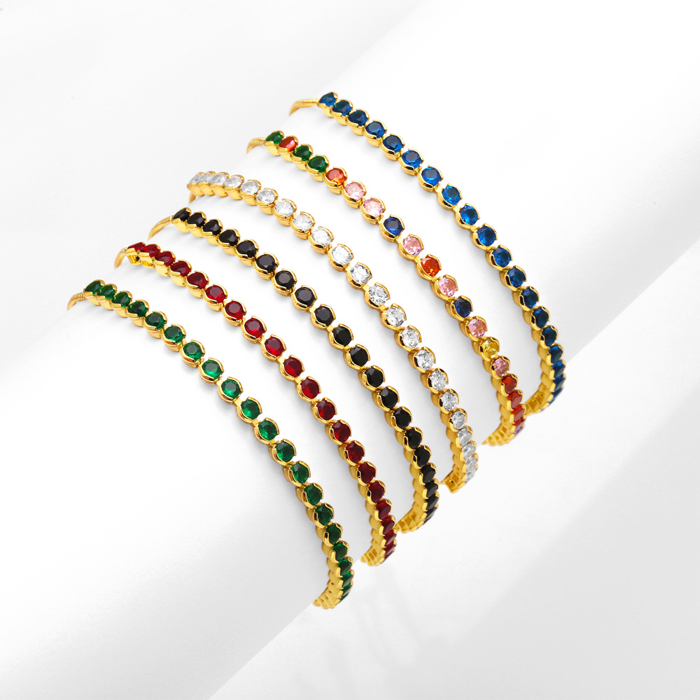 Geometric Inlay Bracelets For Women In Copper With 18K Gold Plated Water Plating And Zircon Inlay 2