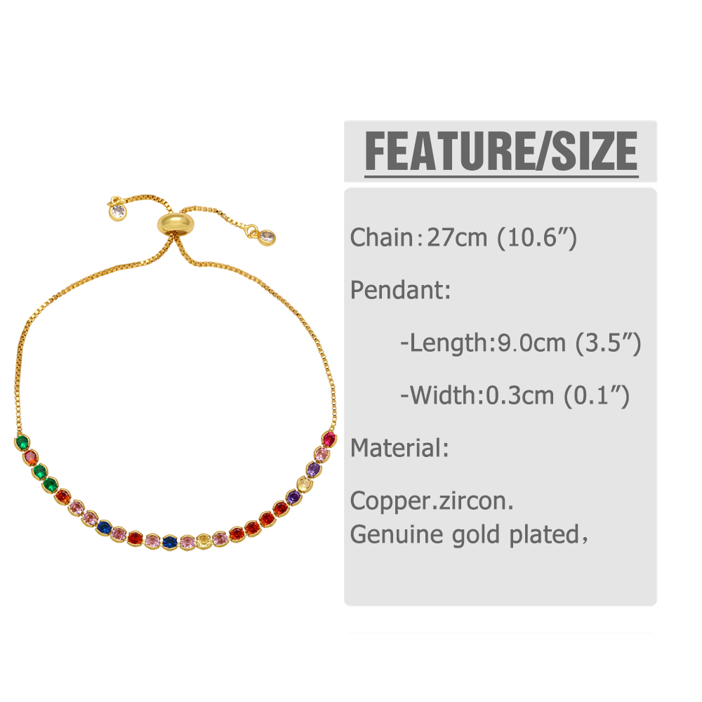 Geometric Inlay Bracelets For Women In Copper With 18K Gold Plated Water Plating And Zircon Inlay 3