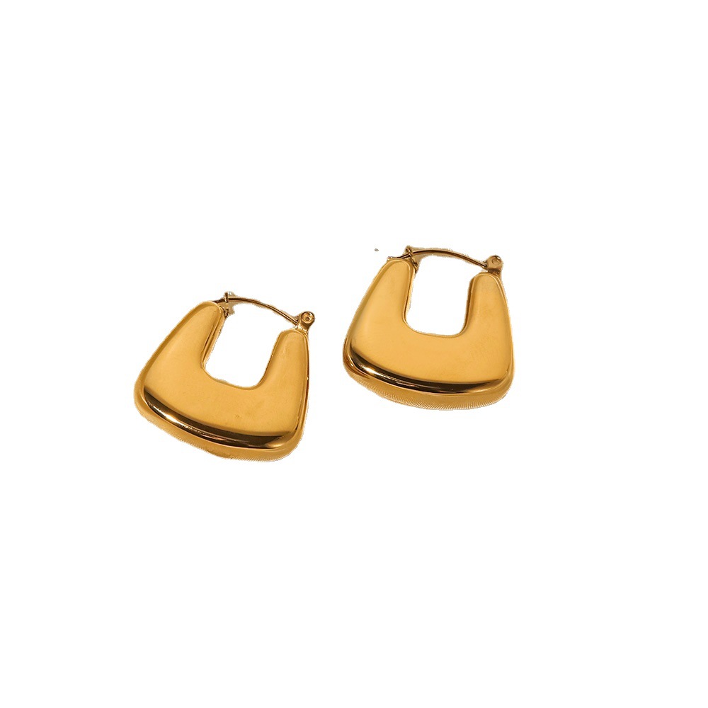Geometric Gold Plated Earrings For Women, PVD Coated 304 Stainless Steel With 0.01µm Thick Plating 3