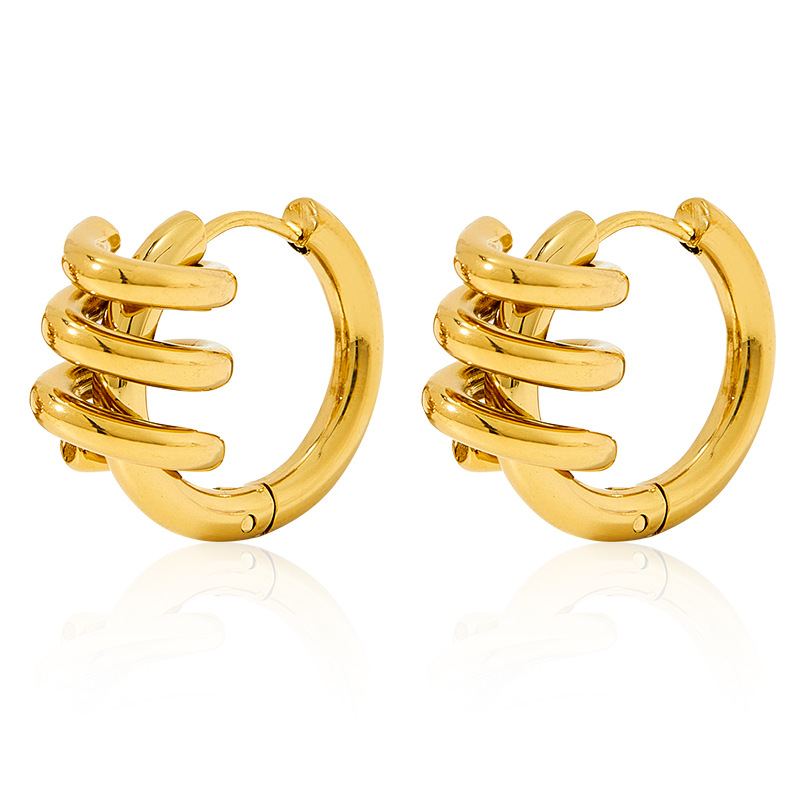 Geometric Electroplated Earrings For Women In 304 Stainless Steel With 16K Real Gold PVD Coating 2