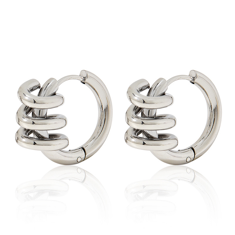 Geometric Electroplated Earrings For Women In 304 Stainless Steel With 16K Real Gold PVD Coating 3