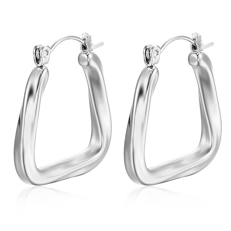 Fashion Geometric Earrings For Women In 201 Stainless Steel With 18K Real Gold Plated And 304 Stainless Steel Ear Pins 2