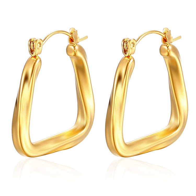 Fashion Geometric Earrings For Women In 201 Stainless Steel With 18K Real Gold Plated And 304 Stainless Steel Ear Pins 3