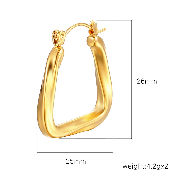 Fashion Geometric Earrings For Women In 201 Stainless Steel With 18K Real Gold Plated And 304 Stainless Steel Ear Pins 4