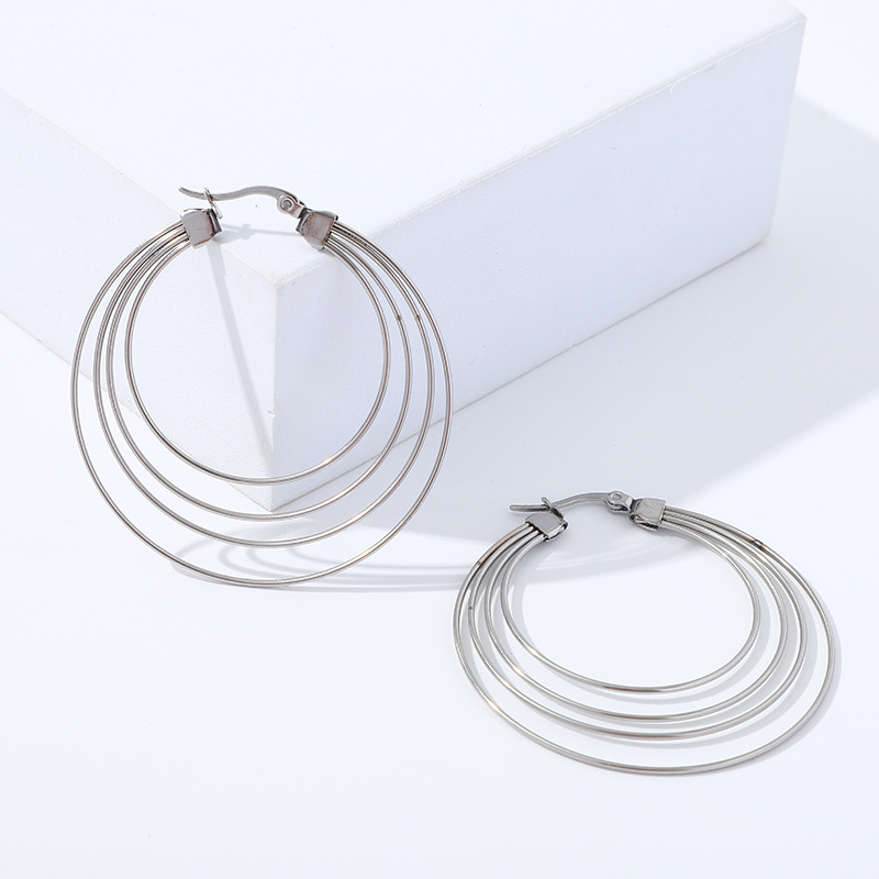 Fashion Geometric Earrings For Women In 201 Stainless Steel With 18K Real Gold Plated And 304 Stainless Steel Ear Pins 2