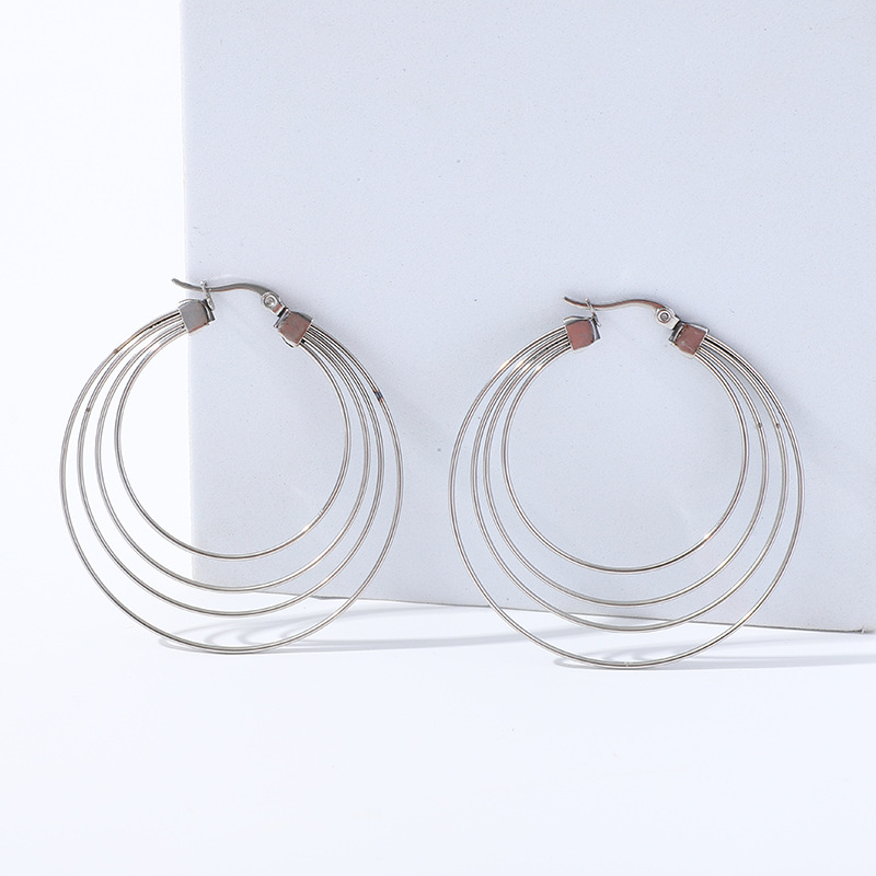 Fashion Geometric Earrings For Women In 201 Stainless Steel With 18K Real Gold Plated And 304 Stainless Steel Ear Pins 3