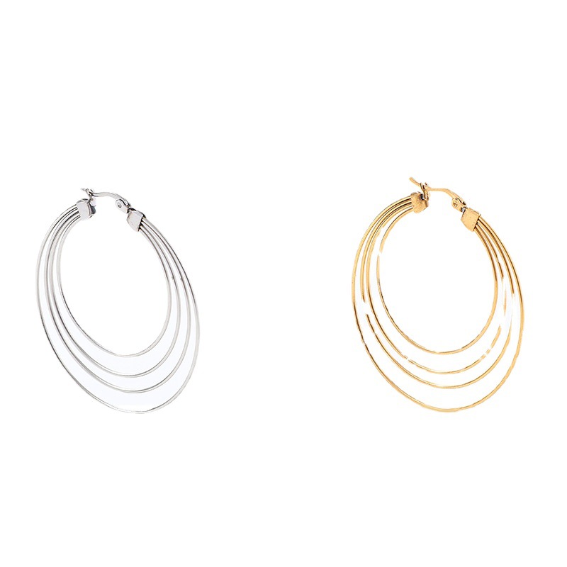 Fashion Geometric Earrings For Women In 201 Stainless Steel With 18K Real Gold Plated And 304 Stainless Steel Ear Pins 4