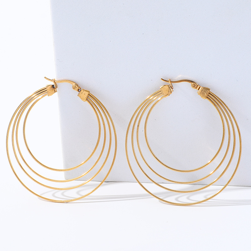 Fashion Geometric Earrings For Women In 201 Stainless Steel With 18K Real Gold Plated And 304 Stainless Steel Ear Pins 5