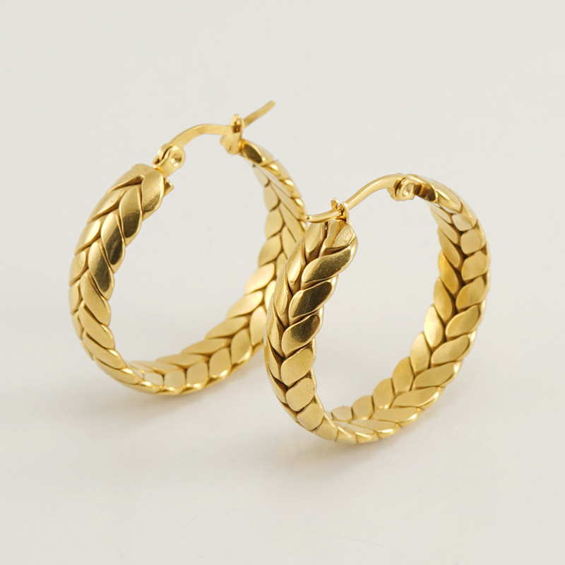 Round Electroplated Earrings For Women With 304 Stainless Steel Ear Pins And PVD Coated 18K Gold Plating