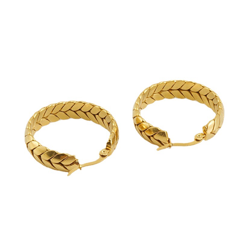 Round Electroplated Earrings For Women With 304 Stainless Steel Ear Pins And PVD Coated 18K Gold Plating 2