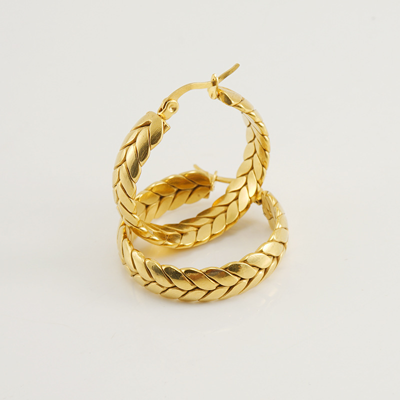 Round Electroplated Earrings For Women With 304 Stainless Steel Ear Pins And PVD Coated 18K Gold Plating 3