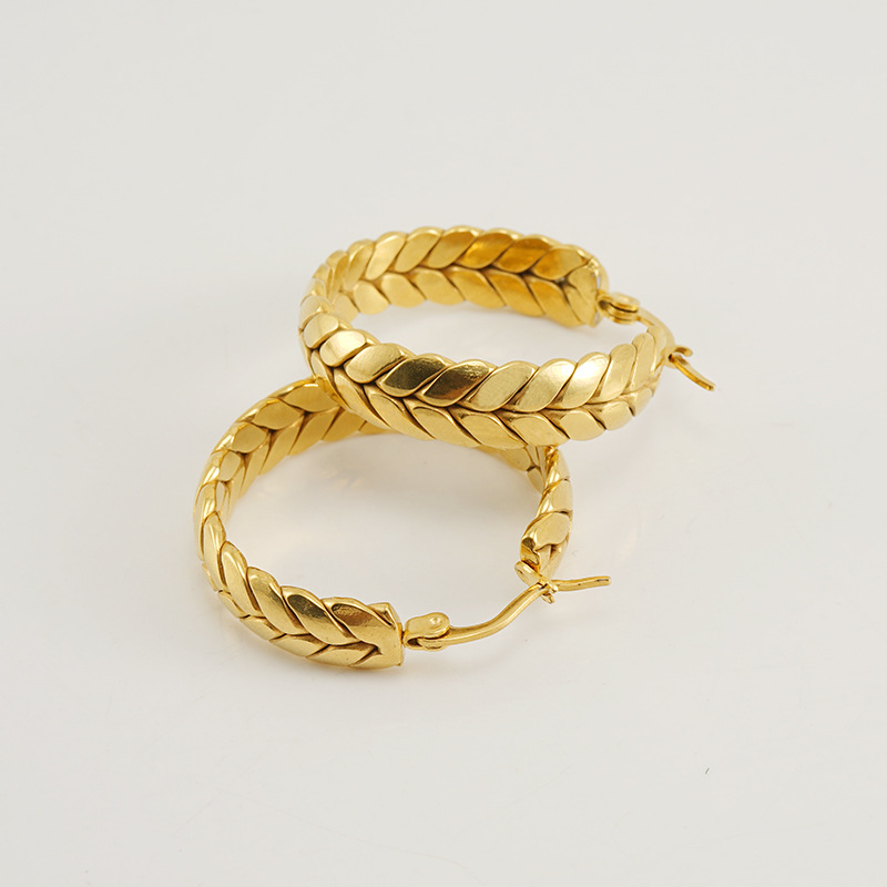 Round Electroplated Earrings For Women With 304 Stainless Steel Ear Pins And PVD Coated 18K Gold Plating 4