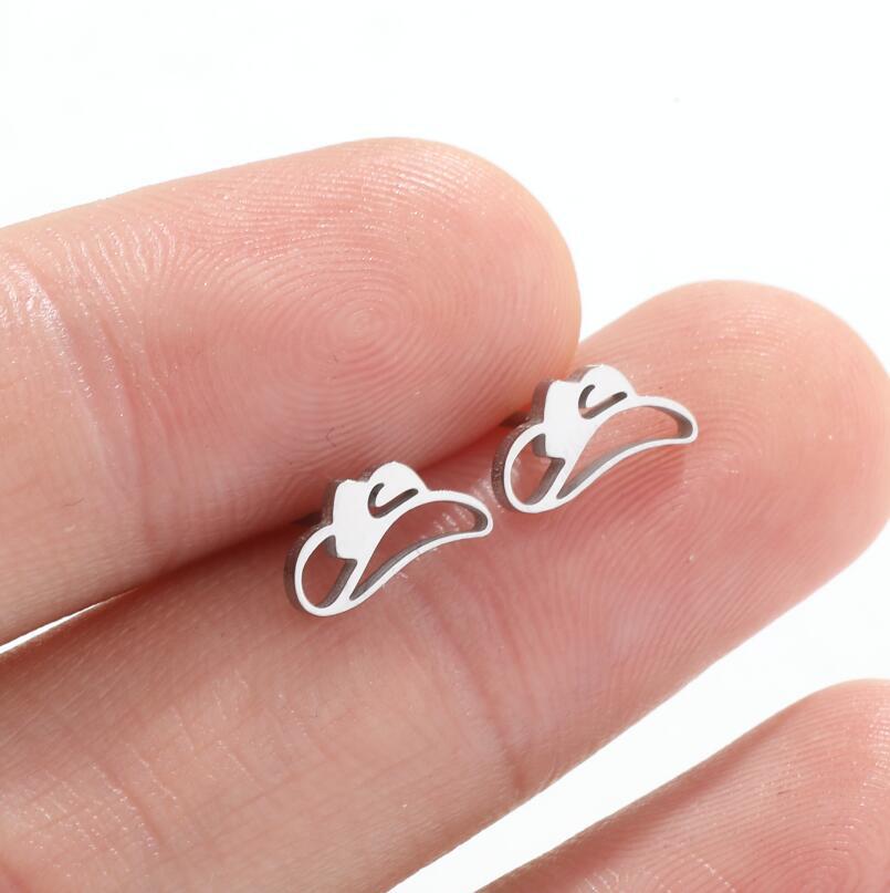 Electroplated Hat Earrings For Women With 316 Stainless Steel Studs And Real Gold PVD Coating 2