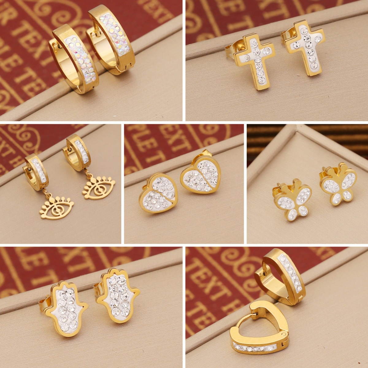 Waterproof Non Tarnish Insect Earrings For Women, 1 Pair Stainless Steel With Real Gold Plated And Rhinestones 5