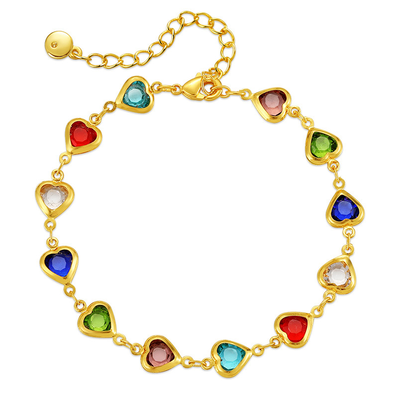 Geometric Copper Bracelet For Women With Metal Design And Artificial Gemstones Inlay, 1 Piece 3
