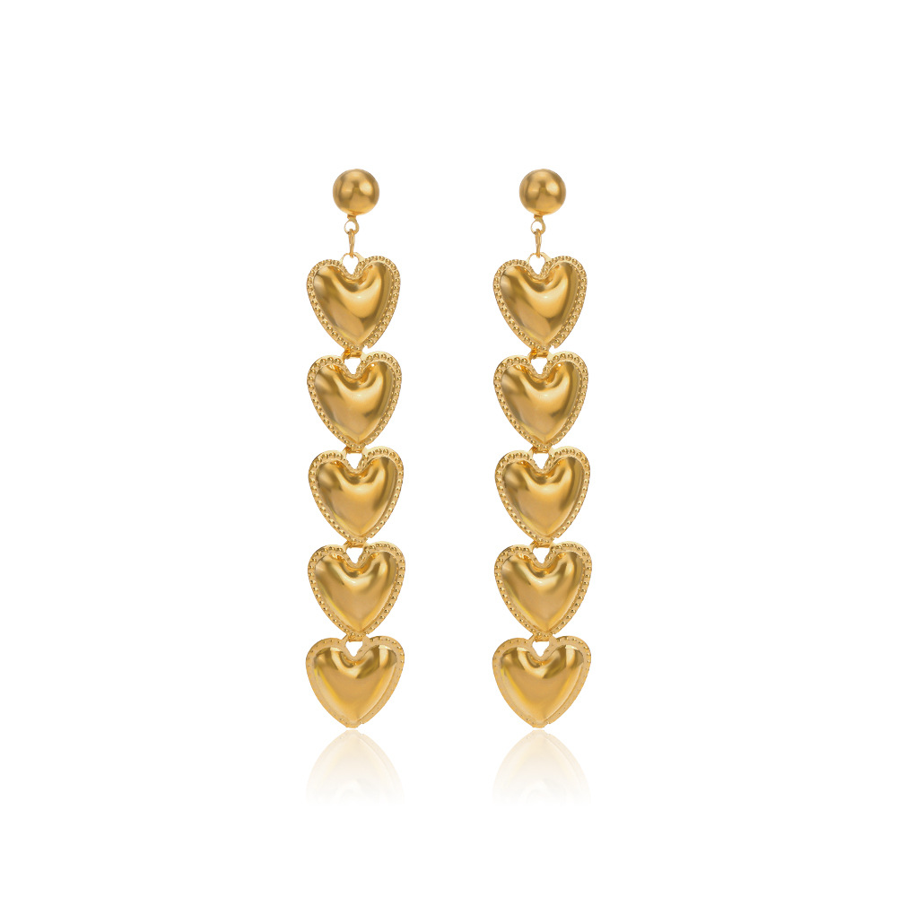 Heart Shape Drop Earrings For Women, Waterproof Non Tarnish With Electroplated Design, 304 Stainless Steel PVD Coated 5