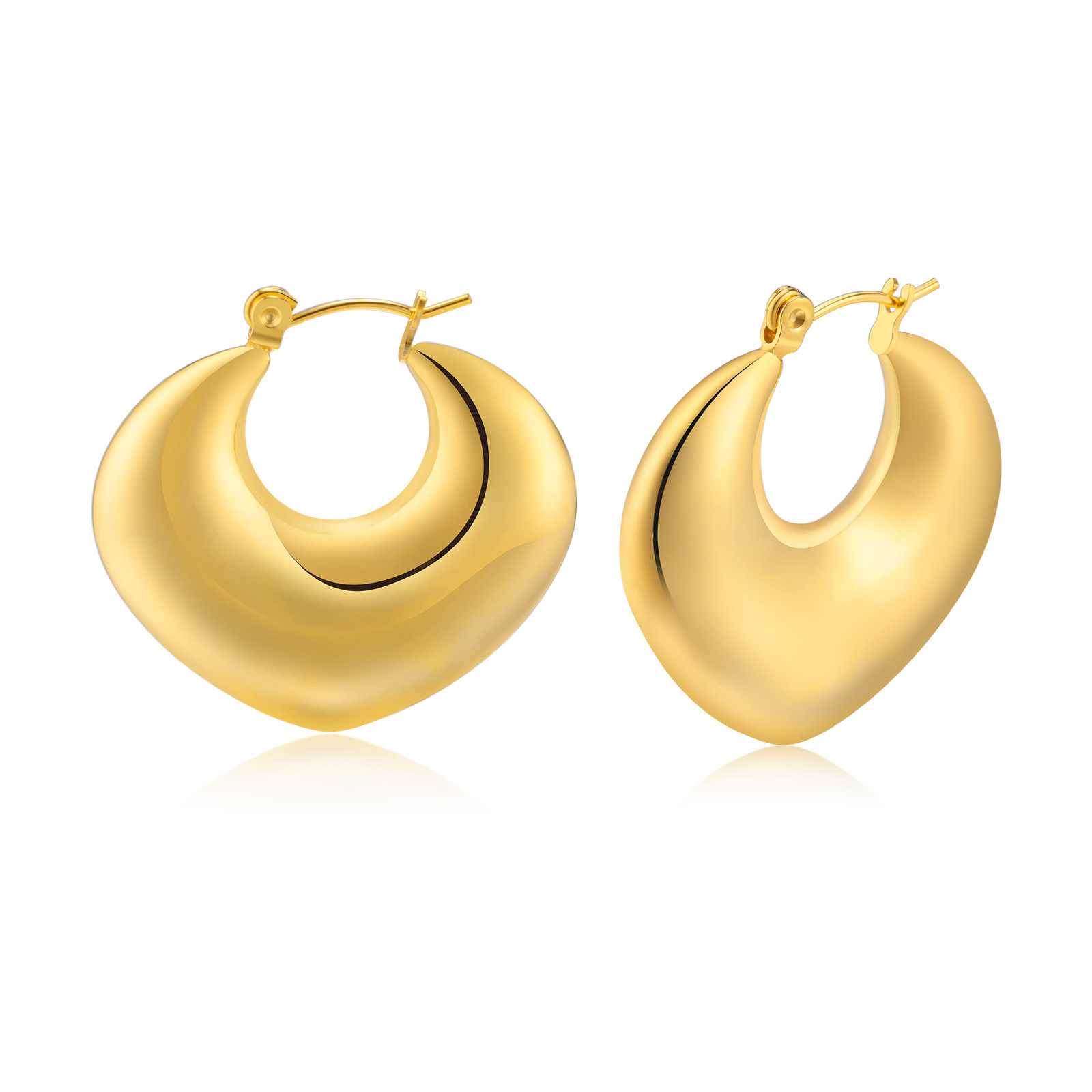 Heart Shape Fashion Earrings For Women In 201 Stainless Steel With 18K Real Gold Plated Coating 0.03µm Thickness 4