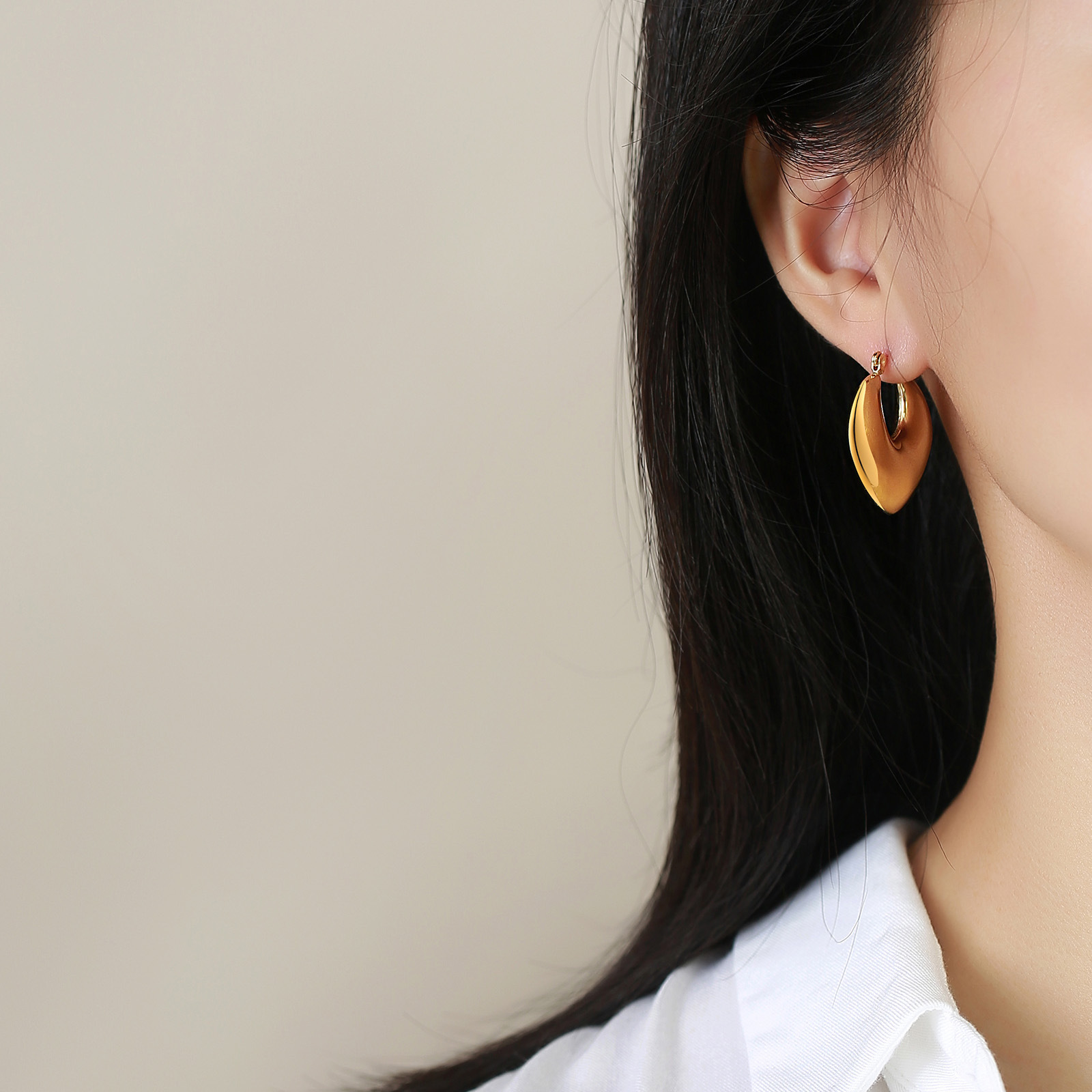 Heart Shape Fashion Earrings For Women In 201 Stainless Steel With 18K Real Gold Plated Coating 0.03µm Thickness 5