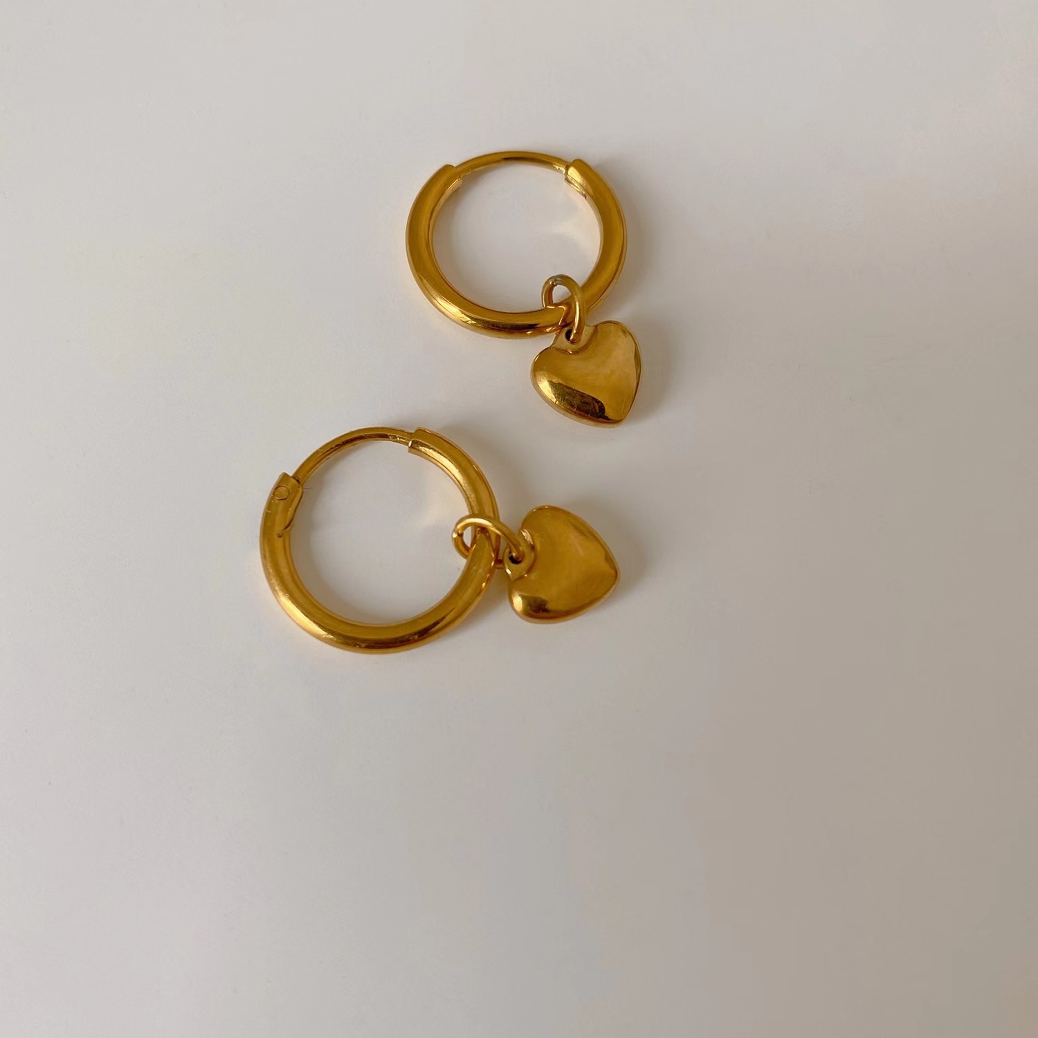 Heart Shape Drop Earrings For Women, Waterproof 304 Stainless Steel With Real Gold Plated PVD Coating 0.03-0.05µm