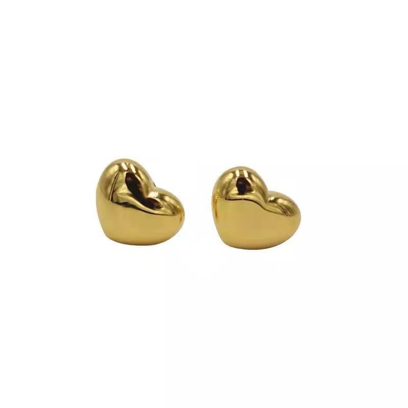 Heart Shape Titanium Steel Stud Earrings For Women Featuring Electroplated Design In Cute Style 2