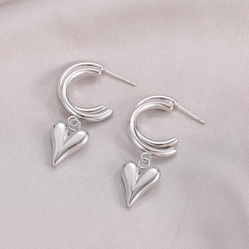 Heart Shape Earrings For Women Featuring Electroplated Design With 304 Stainless Steel Ear Pins And Gold PVD Vacuum Plating 2