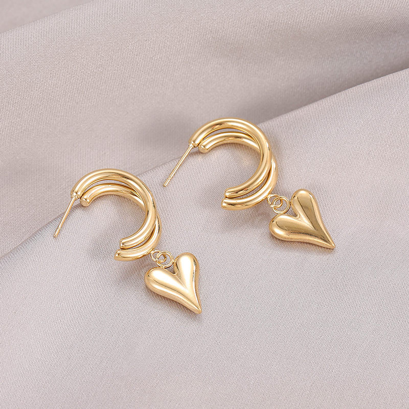 Heart Shape Earrings For Women Featuring Electroplated Design With 304 Stainless Steel Ear Pins And Gold PVD Vacuum Plating 5