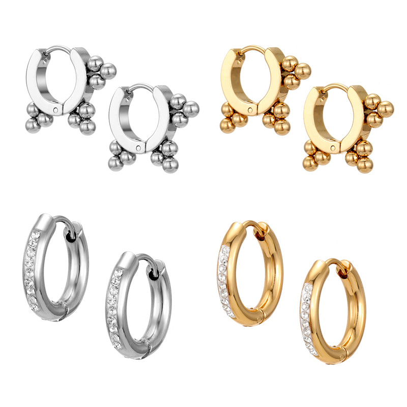 Irregular Hoop Earrings In 201 Stainless Steel With Titanium Steel Inlay, Electroplated Design, Unisex Style 4