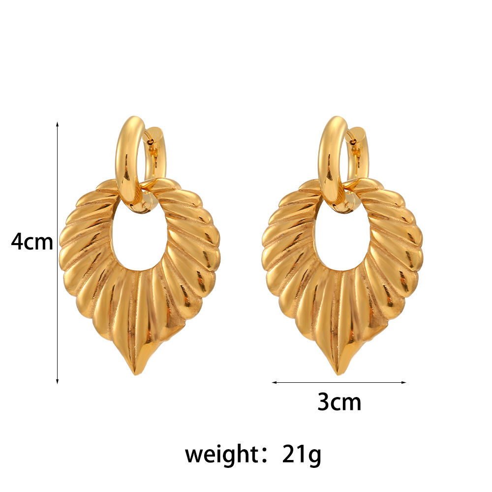 Geometric Earrings For Women With 18K Gold Plated PVD Vacuum Plating On 304 Stainless Steel Featuring Decorative Ornaments 2