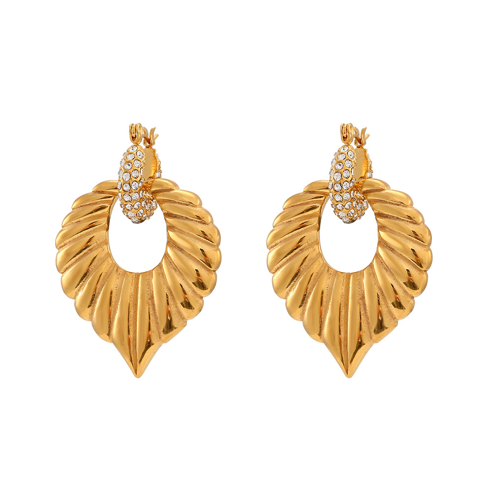 Geometric Earrings For Women With 18K Gold Plated PVD Vacuum Plating On 304 Stainless Steel Featuring Decorative Ornaments 3
