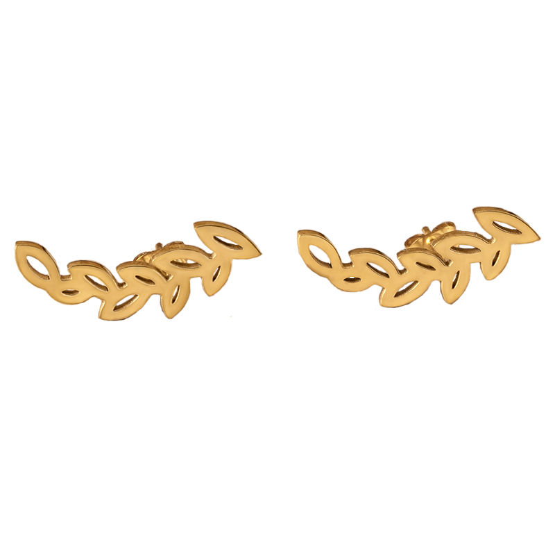 Waterproof Non Tarnish Leaves Hollow Out Stud Earrings For Women In Gold Plated 304 Stainless Steel With PVD Coated Finish 3