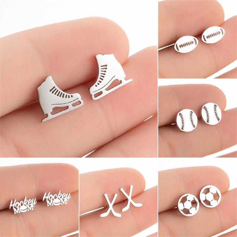 Electroplated Sports Series Earrings For Women With 304 Stainless Steel Ear Pins And 18K Real Gold PVD Coating