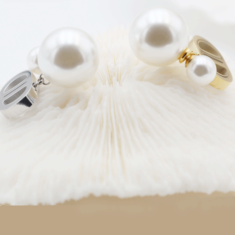 Geometric Titanium Steel Earrings For Women With Pearl Design Featuring Artificial Gemstones In Ins Style 3