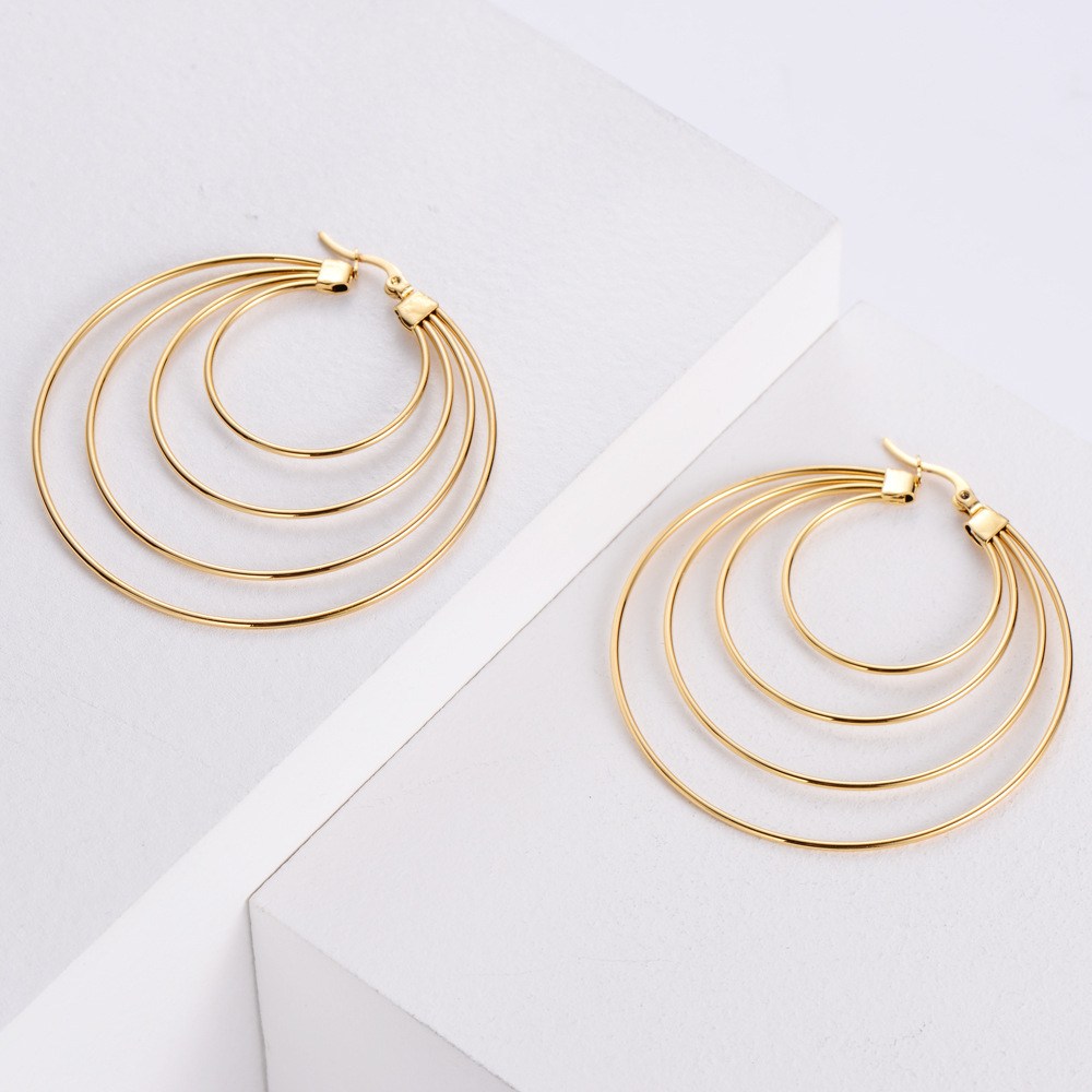 Electroplated Water Droplets Earrings For Women In 304 Stainless Steel With Imitation Gold Water Plating And 0.03µm Coating Thickness 2
