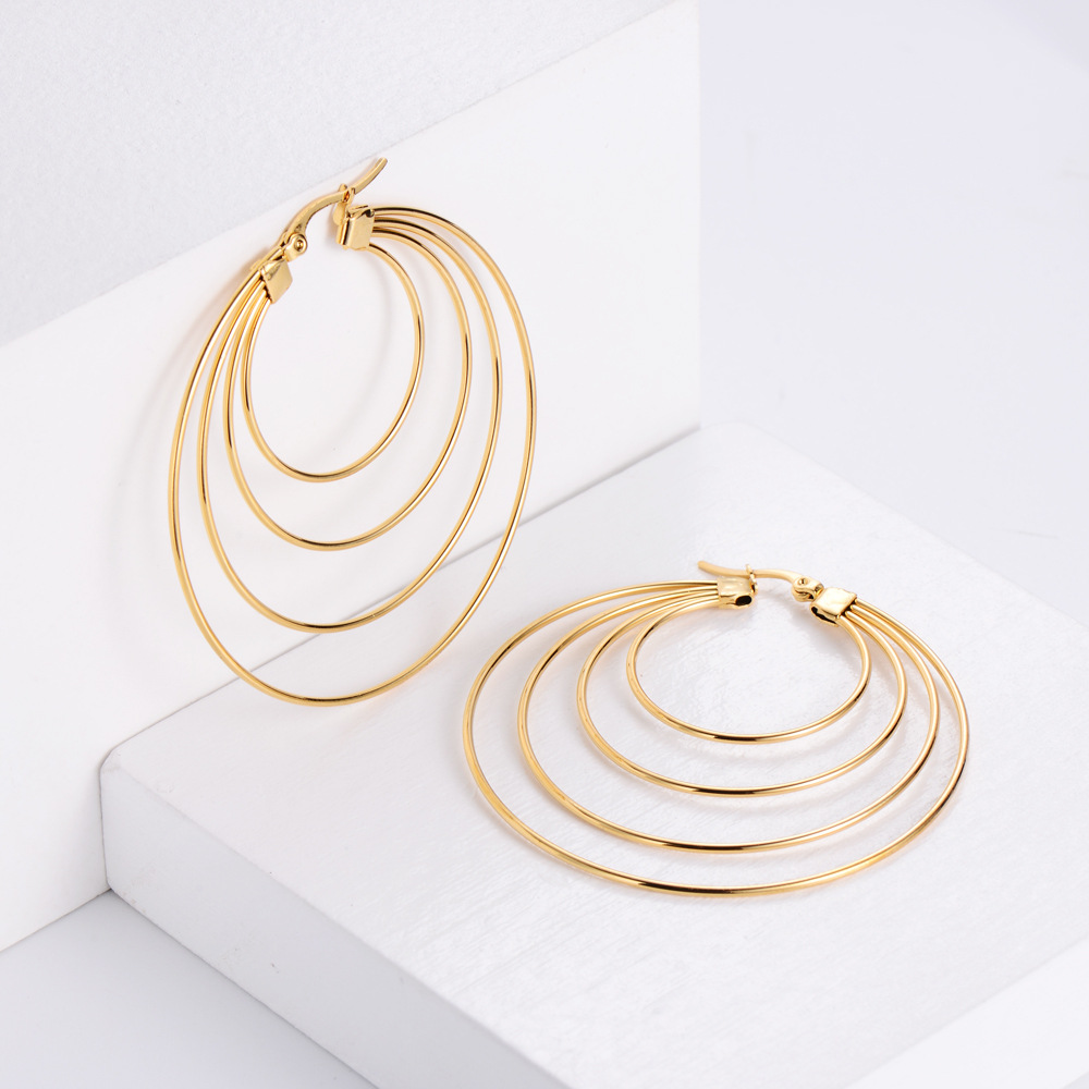 Electroplated Water Droplets Earrings For Women In 304 Stainless Steel With Imitation Gold Water Plating And 0.03µm Coating Thickness 3