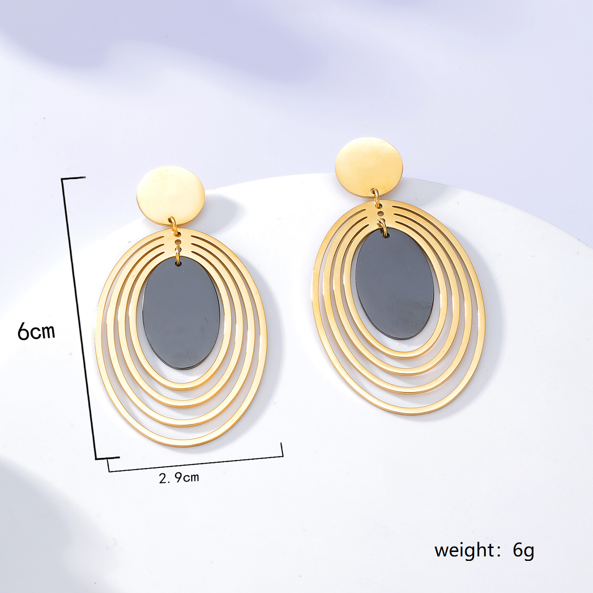 Fashion Oval Earrings For Women In 18K Gold Plated With 201 Stainless Steel Posts