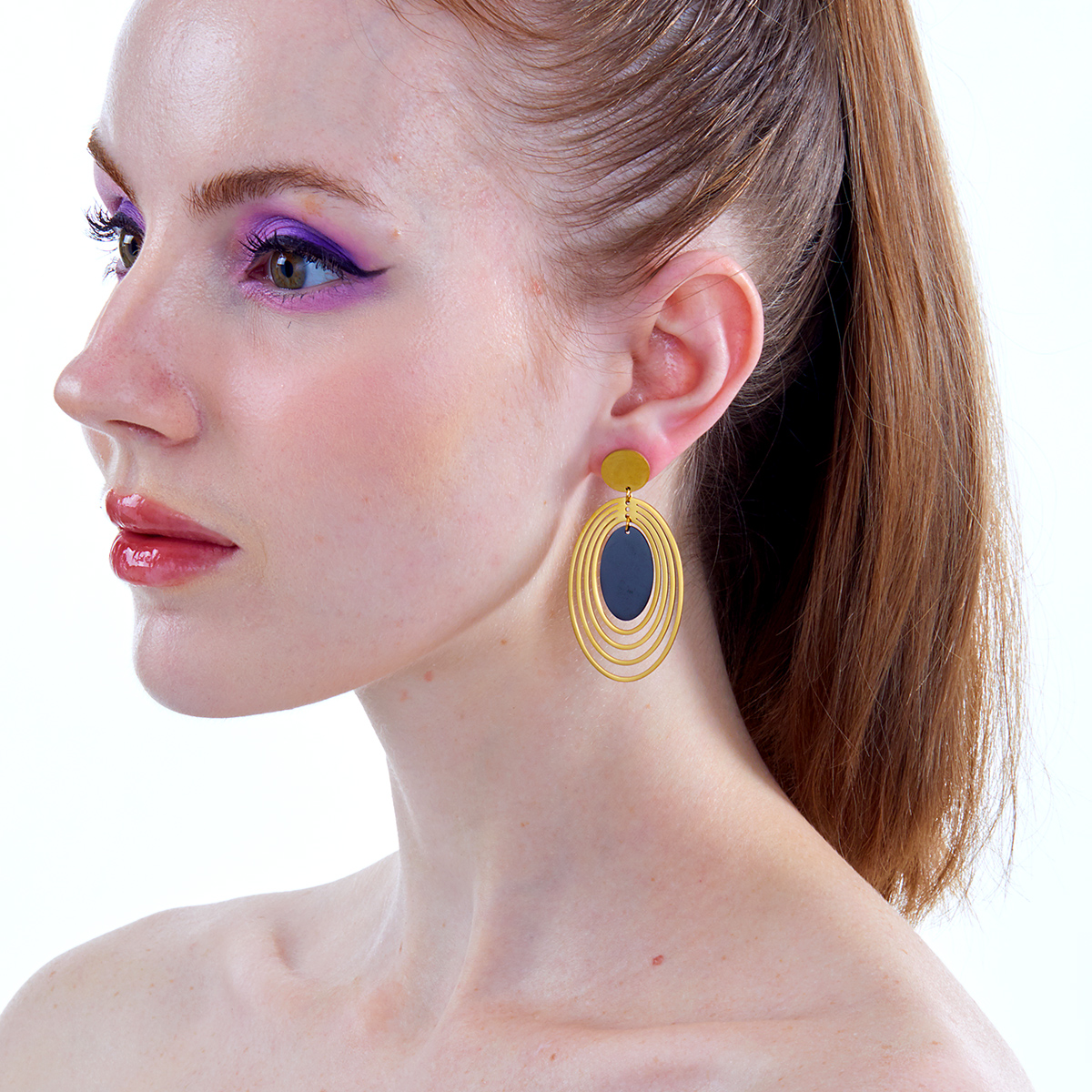 Fashion Oval Earrings For Women In 18K Gold Plated With 201 Stainless Steel Posts 2