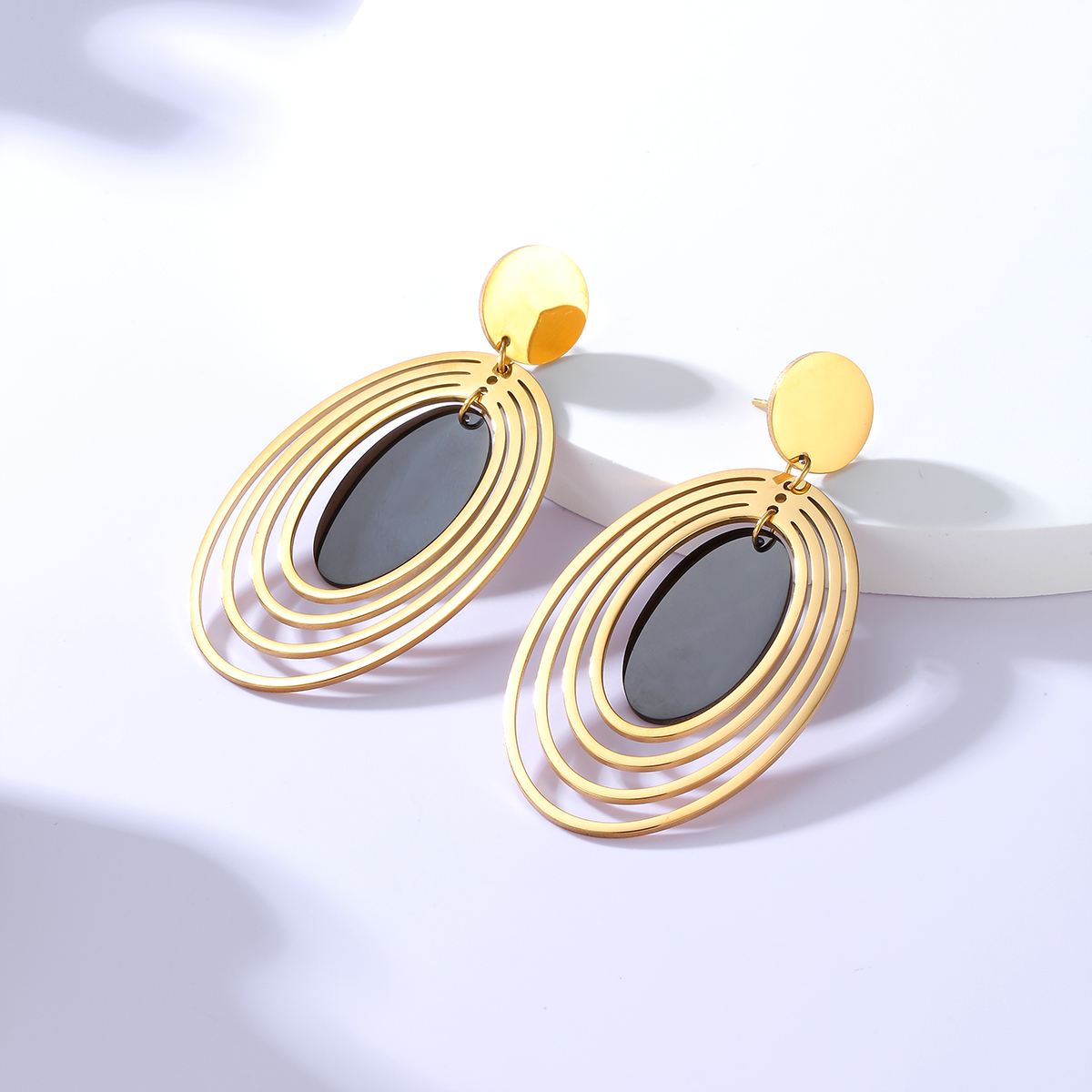 Fashion Oval Earrings For Women In 18K Gold Plated With 201 Stainless Steel Posts 4