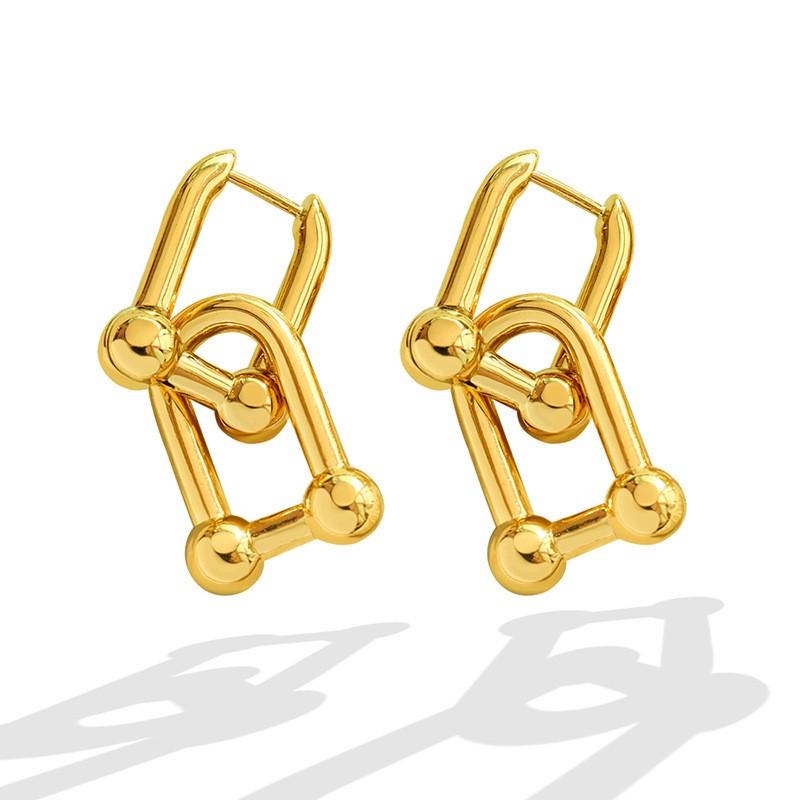 Geometric Waterproof Non Tarnish Earrings With 0.03µm-0.05µm Real Gold Plated PVD Coating And 304 Stainless Steel Ear Pins 2